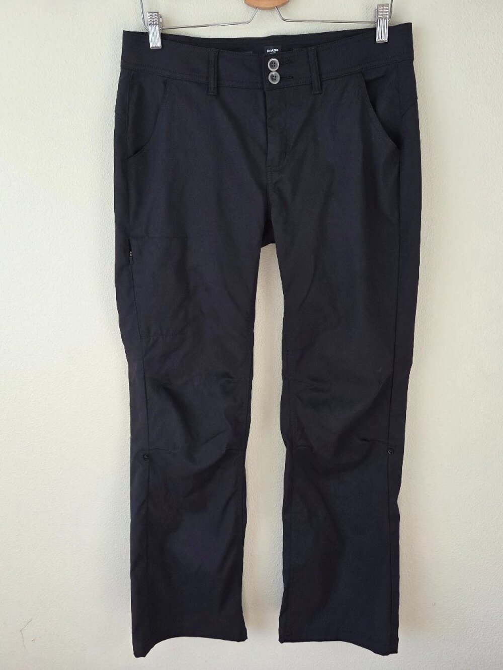 Prana Briann Pant Size 10 Black Standard Fit Roll Cuff Hem Hike Outdoor NEW